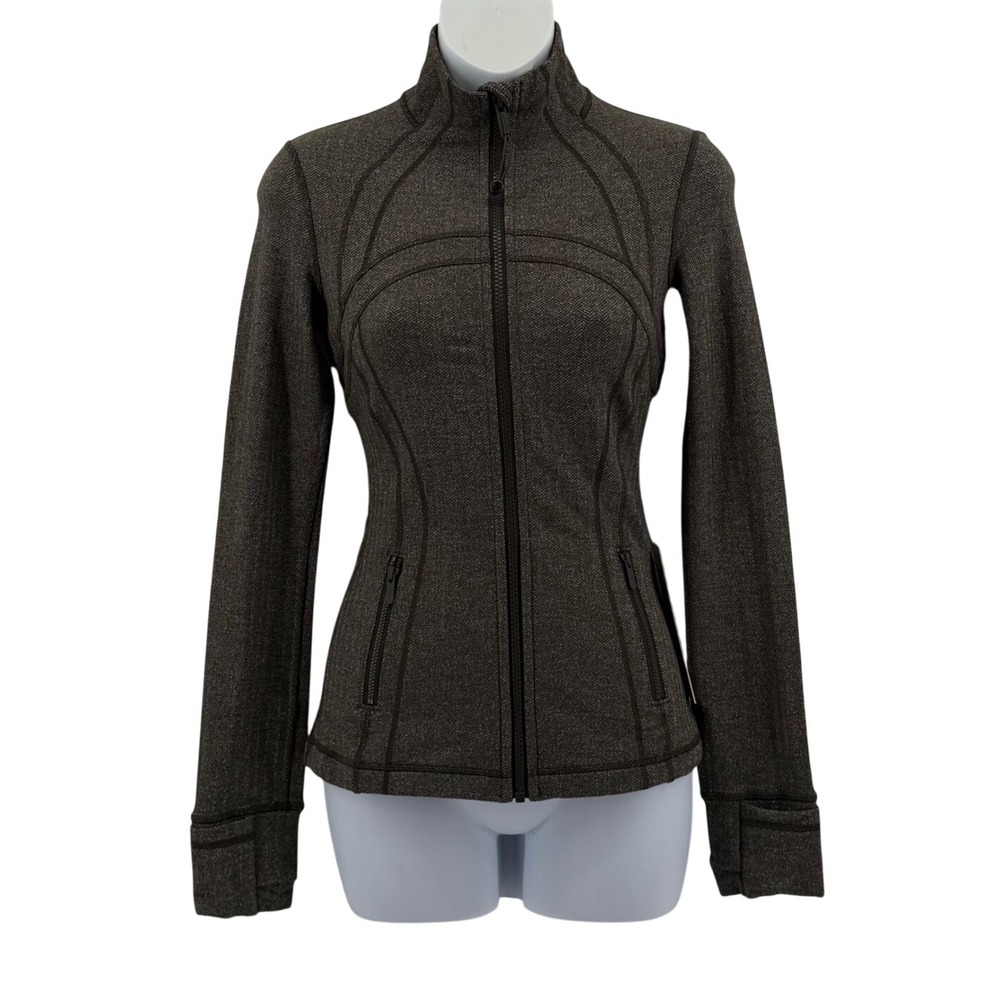 Lululemon Define Jacket Herringbone Women Olive Green Activewear Size 2